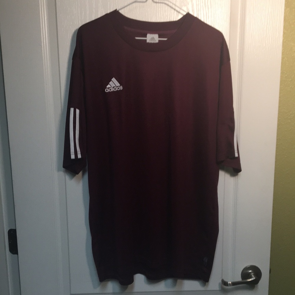 Adidas Men’s XL Maroon Climalite Soccer Jersey #16 on back